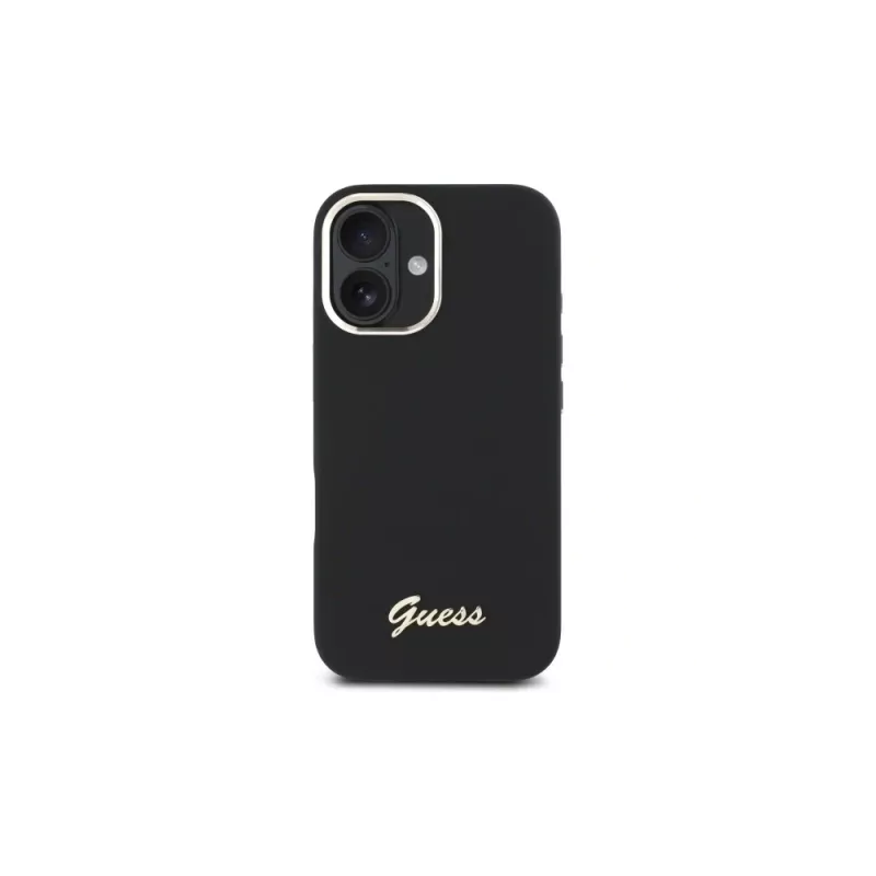 Guess GUHCP16MSMBSLK Silicone Script Metal Logo & Frame -hardcase Apple iPhone 16 Plus 6,7 inch - musta