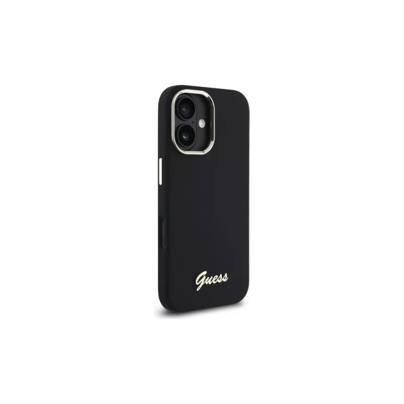 Guess GUHCP16MSMBSLK Silicone Script Metal Logo & Frame -hardcase Apple iPhone 16 Plus 6,7 inch - musta