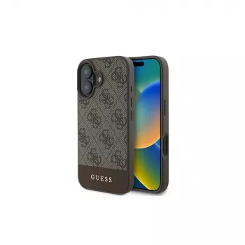 Guess 4G Bottom Stripe -kuori iPhone 16 Plus -puhelimeen (ruskea)