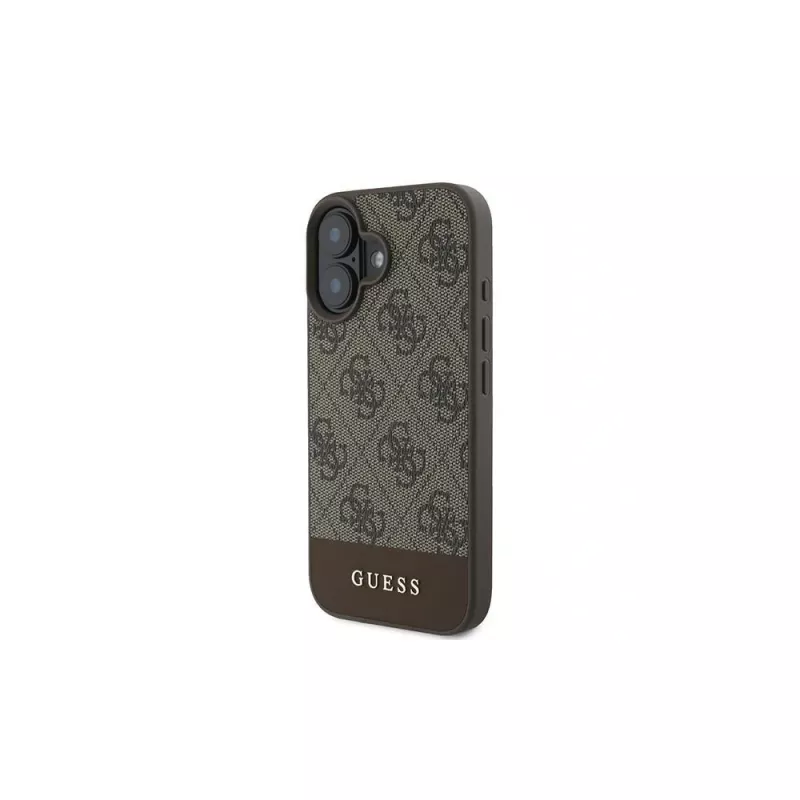 Guess 4G Bottom Stripe -kuori iPhone 16 Plus -puhelimeen (ruskea)