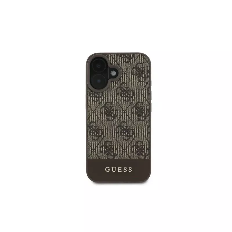 Guess 4G Bottom Stripe -kuori iPhone 16 Plus -puhelimeen (ruskea)