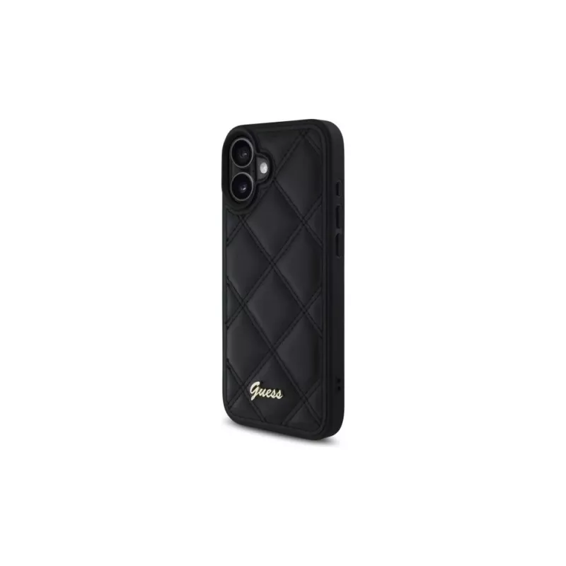 Guess Quilted Metal Logo -kovakuori Apple iPhone 16 Plus 6,7 tuuman näytölle - musta