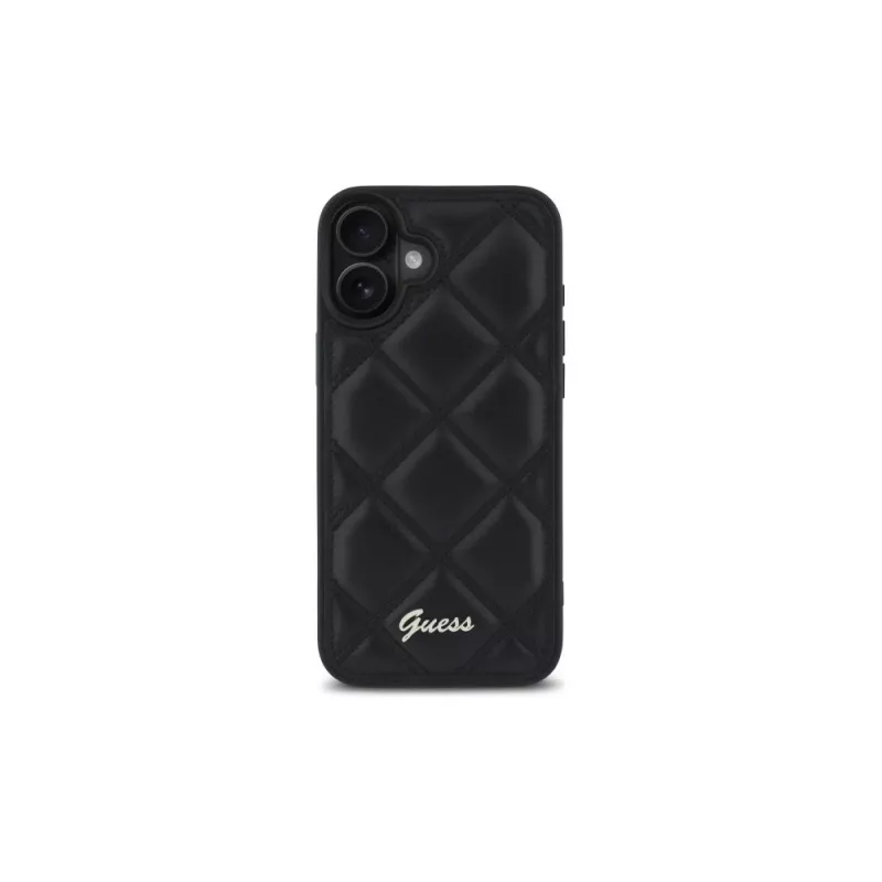 Guess Quilted Metal Logo -kovakuori Apple iPhone 16 Plus 6,7 tuuman näytölle - musta