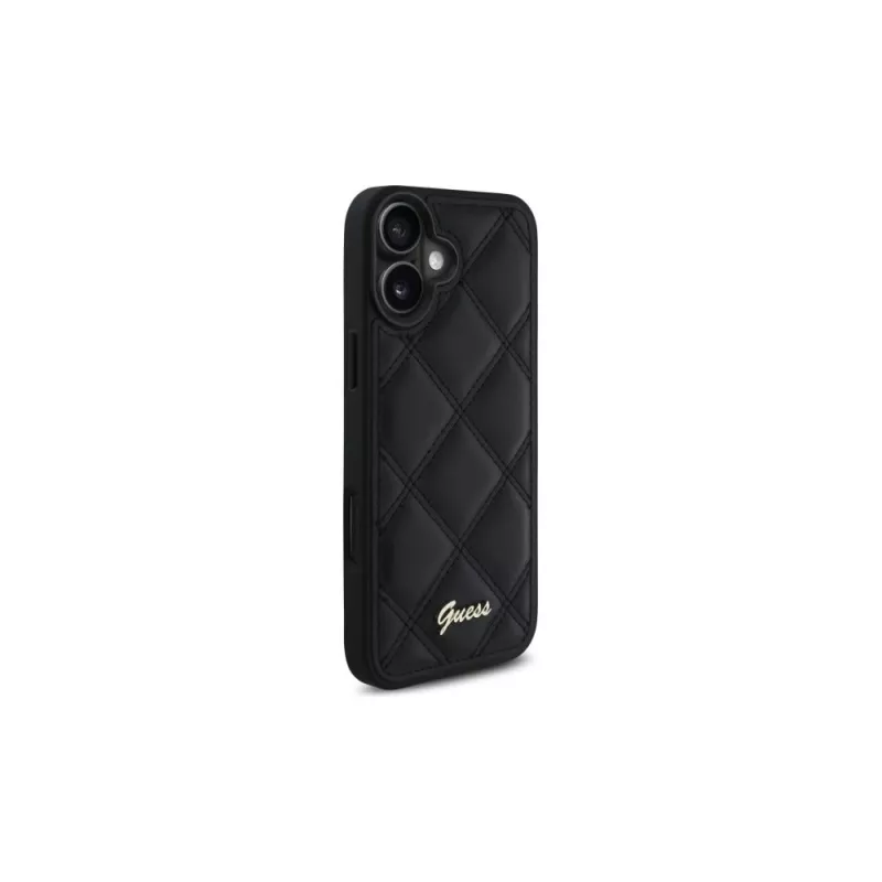 Guess Quilted Metal Logo -kovakuori Apple iPhone 16 Plus 6,7 tuuman näytölle - musta