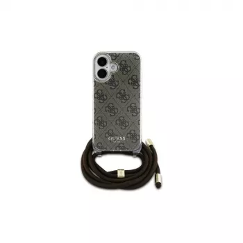 Guess GUHCP16SHC4SEW iPhone 16 6.1 -kovakuori Crossbody Cord 4G Print ruskea