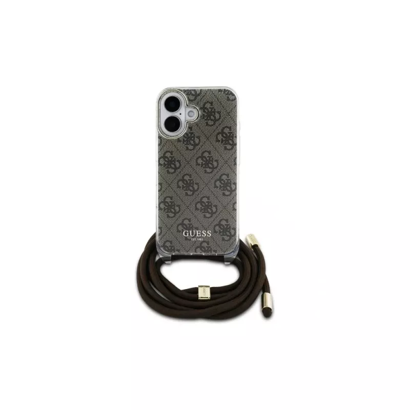 Guess GUHCP16SHC4SEW iPhone 16 6.1 -kovakuori Crossbody Cord 4G Print ruskea
