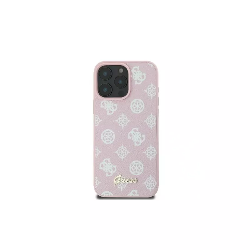 Guess GUHMP16LPGPYSP iPhone 16 Pro 6,3 tuuman näytölle pinkki kovakuori Peony Script Logo MagSafe