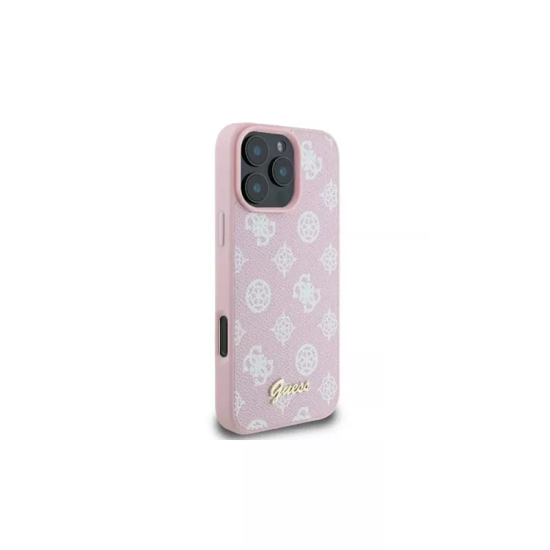 Guess GUHMP16LPGPYSP iPhone 16 Pro 6,3 tuuman näytölle pinkki kovakuori Peony Script Logo MagSafe