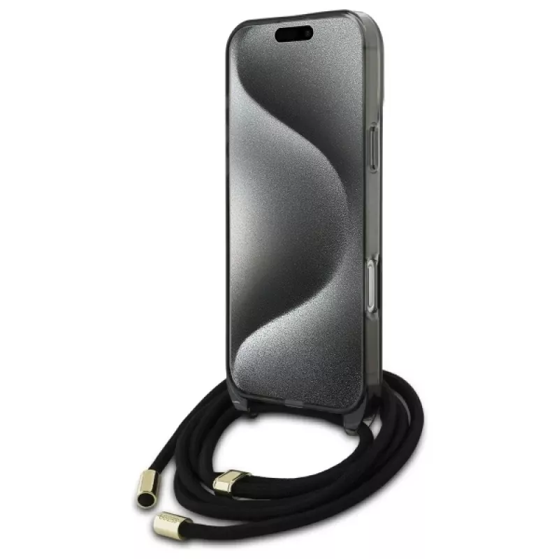 Guess GUHMP16LHCTSGNSK iPhone 16 Pro 6.3 -kovakuori Crossbody Cord Script MagSafe musta
