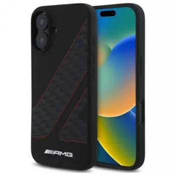 AMG AMHMP16S2SCFR iPhone 16 6,1 tuuman näytölle musta kovakuori Checkered Flag Pattern MagSafe