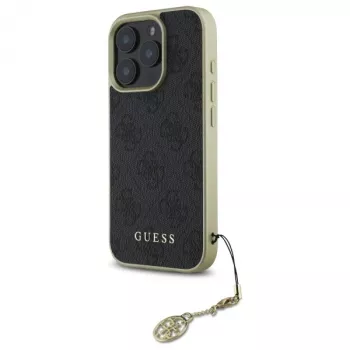 Guess GUHCP16LGF4GGR iPhone 16 Pro 6,3 tuuman näytölle musta kovakuori 4G Charms Collection