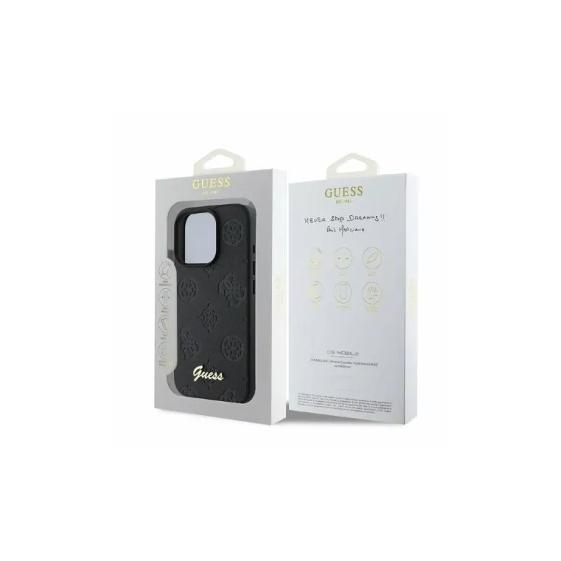 Guess 4G Classic suojakuori Apple iPhone 16 Pro -puhelimelle, musta