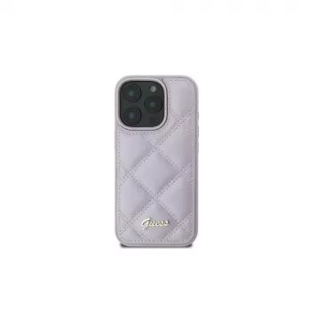 Guess GUHCP16SPSQSQSU Quilted Metal Logo -kovakuori Apple iPhone 16 6,1 tuuman näytölle - vaaleanvioletti