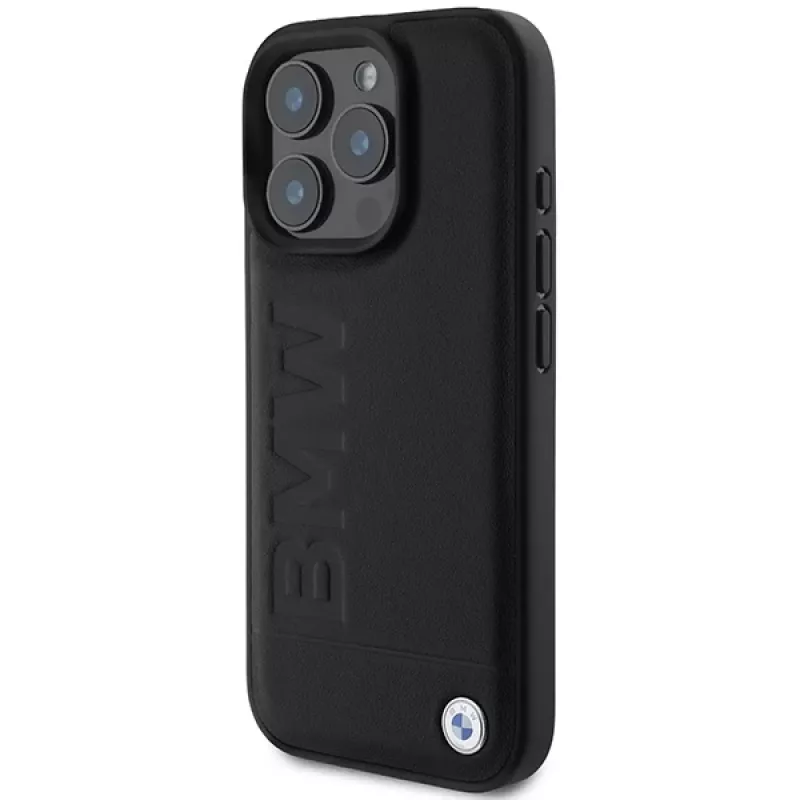 BMW Hot Stamp Leather -kovakuori iPhone 16 Pro 6,3 tuuman näytölle musta