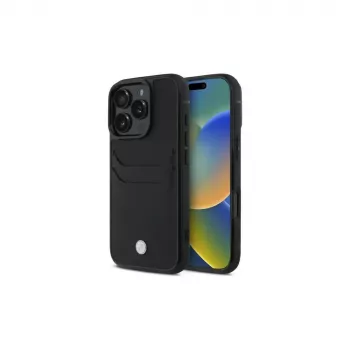 BMW Signature Leather -kovakuori korttitaskulla Apple iPhone 16 Pro Max 6,9 tuuman näytölle musta