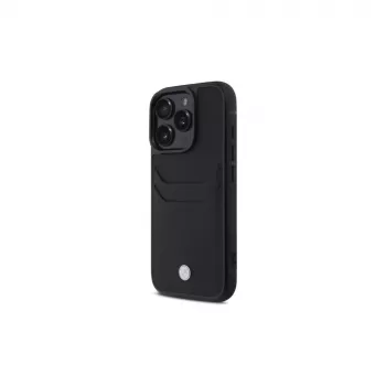 BMW Signature Leather -kovakuori korttitaskulla Apple iPhone 16 Pro Max 6,9 tuuman näytölle musta