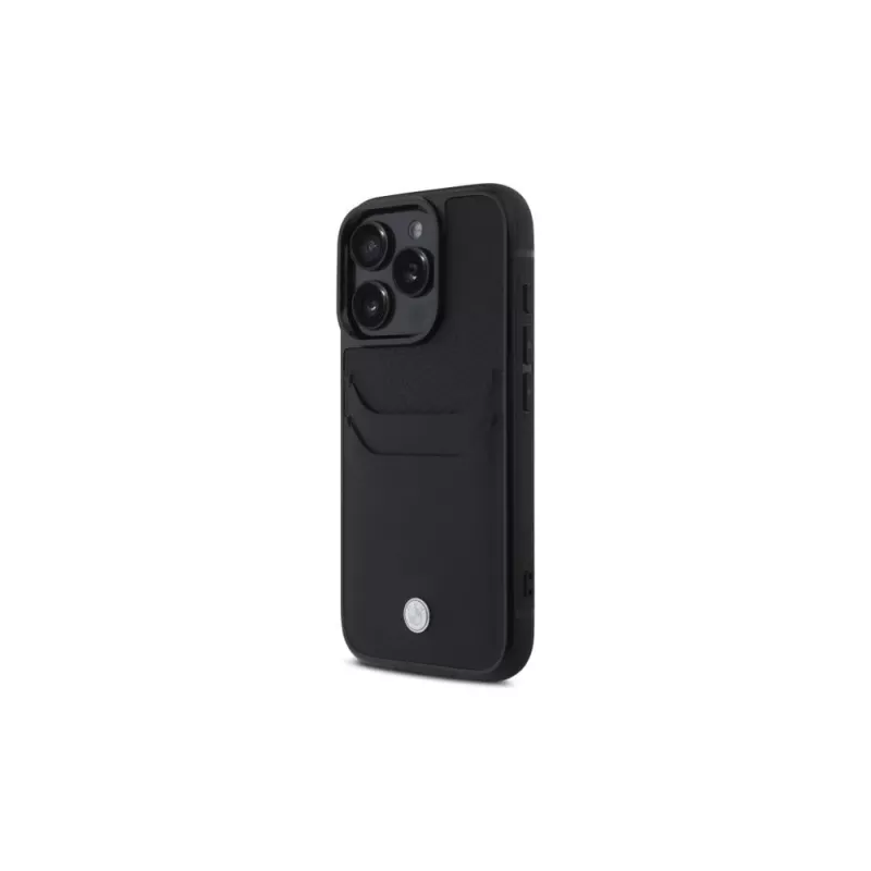 BMW Signature Leather -kovakuori korttitaskulla Apple iPhone 16 Pro Max 6,9 tuuman näytölle musta