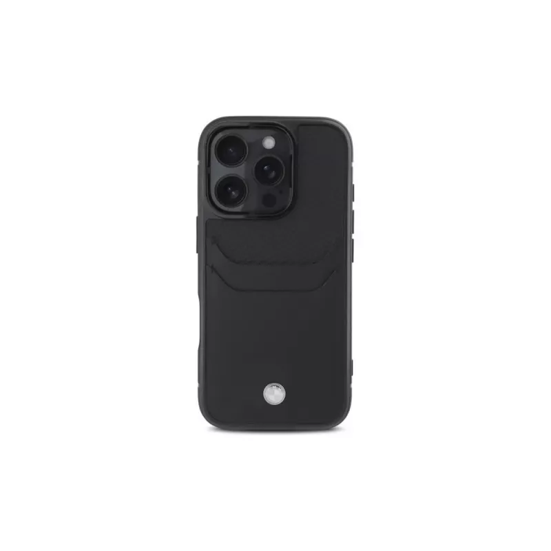 BMW Signature Leather -kovakuori korttitaskulla Apple iPhone 16 Pro Max 6,9 tuuman näytölle musta