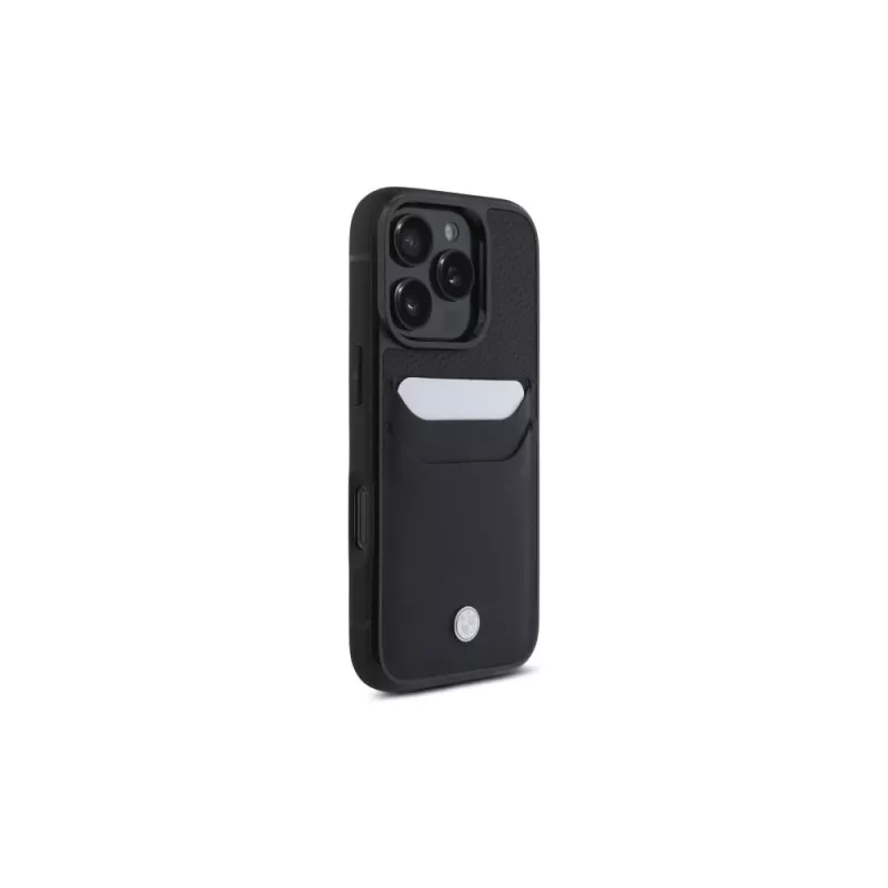 BMW Signature Leather -kovakuori korttitaskulla Apple iPhone 16 Pro Max 6,9 tuuman näytölle musta