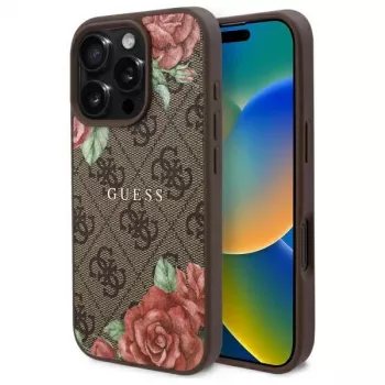 Guess GUHMP16LP4ROPEMCW iPhone 16 Pro -kovakuori 4G Flowers Print MagSafe ruskea