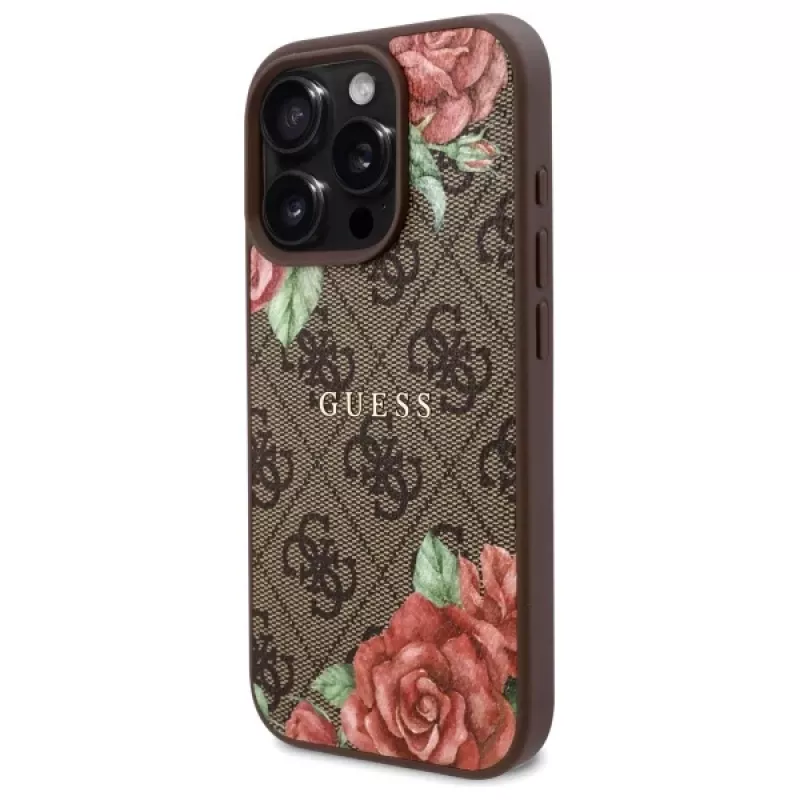 Guess GUHMP16LP4ROPEMCW iPhone 16 Pro -kovakuori 4G Flowers Print MagSafe ruskea