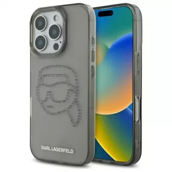 Karl Lagerfeld IML Rhinestones Karl Head Case iPhone 16 Pro Max (musta)