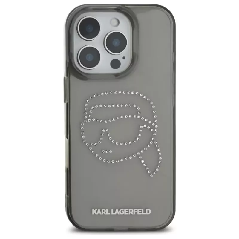 Karl Lagerfeld IML Rhinestones Karl Head Case iPhone 16 Pro Max (musta)