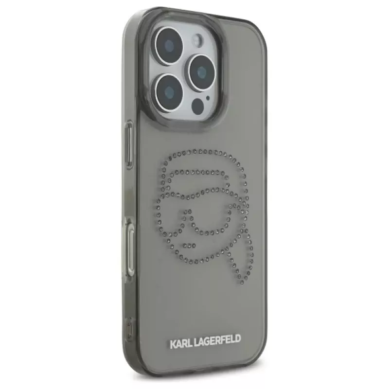 Karl Lagerfeld IML Rhinestones Karl Head Case iPhone 16 Pro Max (musta)