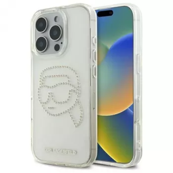 Karl Lagerfeld IML Rhinestones Karl Head takakuori iPhone 16 Pro Max (läpinäkyvä)