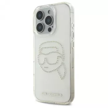 Karl Lagerfeld IML Rhinestones Karl Head takakuori iPhone 16 Pro Max (läpinäkyvä)
