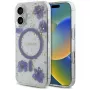 Guess Resin Flowers Glitter MagSafe kuori iPhone 16 violetti