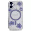 Guess Resin Flowers Glitter MagSafe kuori iPhone 16 violetti