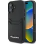 Karl Lagerfeld HC Grained PU Card Slot Metal Elongated Case iPhone 16, musta
