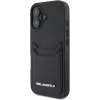 Karl Lagerfeld HC Grained PU Card Slot Metal Elongated Case iPhone 16, musta