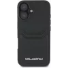 Karl Lagerfeld HC Grained PU Card Slot Metal Elongated Case iPhone 16, musta