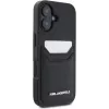Karl Lagerfeld HC Grained PU Card Slot Metal Elongated Case iPhone 16, musta