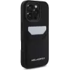 KARL LAGERFELD HC Grained PU Card Slot Metal Elongated Case iPhone 16 Pro musta