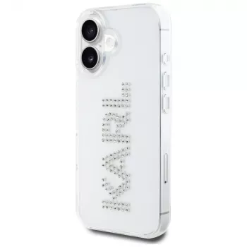KARL LAGERFELD IML Rhinestones Logo takakuori Apple iPhone 16 - läpinäkyvä