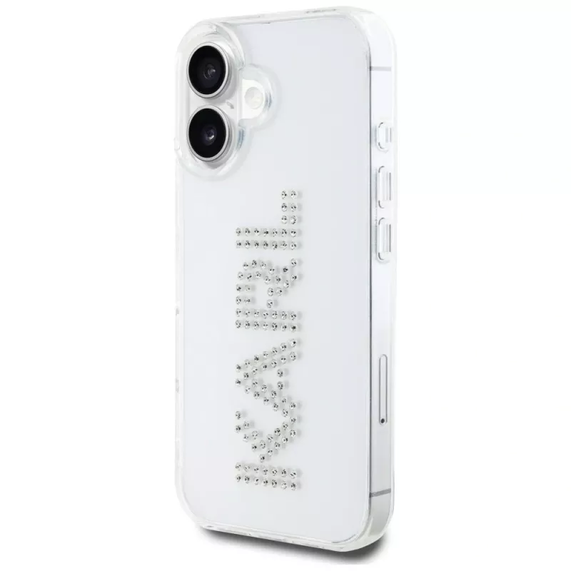 KARL LAGERFELD IML Rhinestones Logo takakuori Apple iPhone 16 - läpinäkyvä