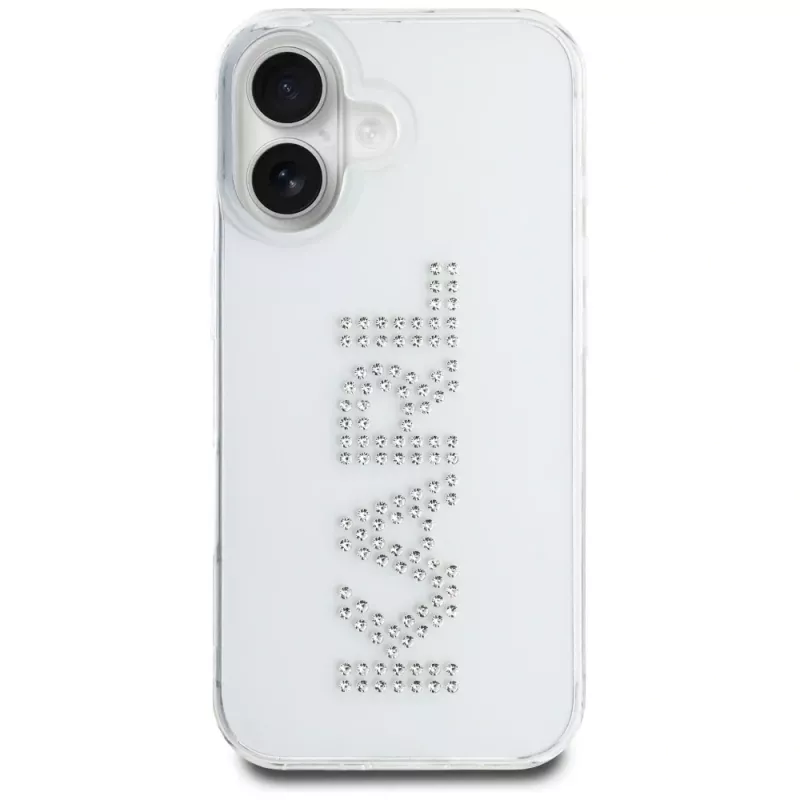 KARL LAGERFELD IML Rhinestones Logo takakuori Apple iPhone 16 - läpinäkyvä