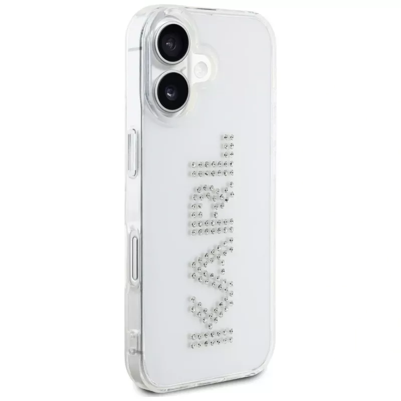 KARL LAGERFELD IML Rhinestones Logo takakuori Apple iPhone 16 - läpinäkyvä