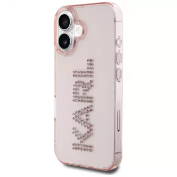 Karl Lagerfeld IML Rhinestones Logo takakuori iPhone 16, pinkki