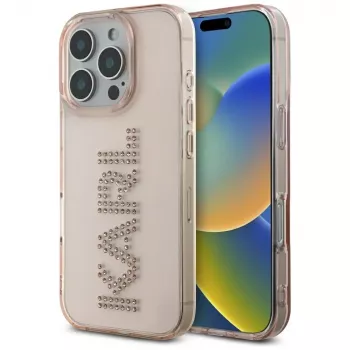 KARL LAGERFELD IML Rhinestones Logo Case iPhone 16 Pro Max pinkki