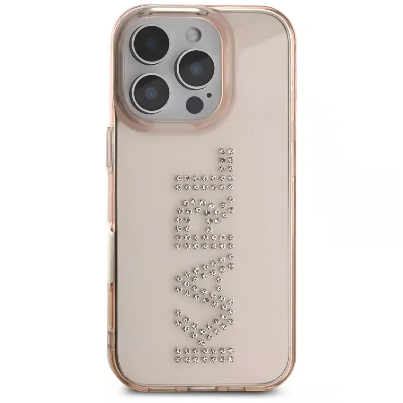 KARL LAGERFELD IML Rhinestones Logo Case iPhone 16 Pro Max pinkki