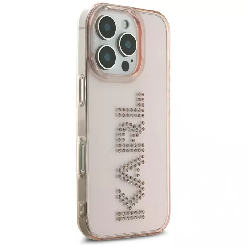 KARL LAGERFELD IML Rhinestones Logo Case iPhone 16 Pro Max pinkki