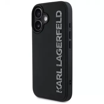 KARL LAGERFELD HC 3D Rubber Elongated Glitter Case iPhone 16, musta