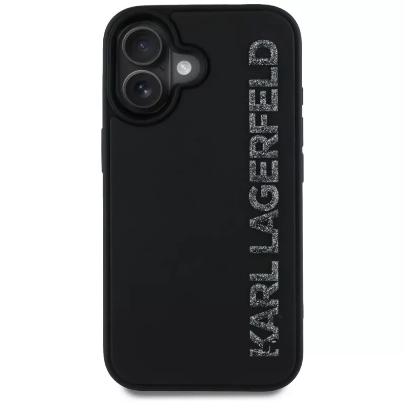 KARL LAGERFELD HC 3D Rubber Elongated Glitter Case iPhone 16, musta