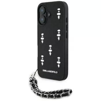 Karl Lagerfeld Saffiano Crystals with Chain Case iPhone 16 musta
