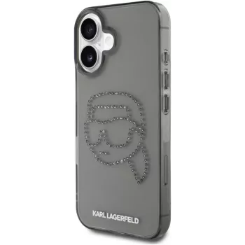 Karl Lagerfeld IML Rhinestones Karl Head Case iPhone 16 (musta)
