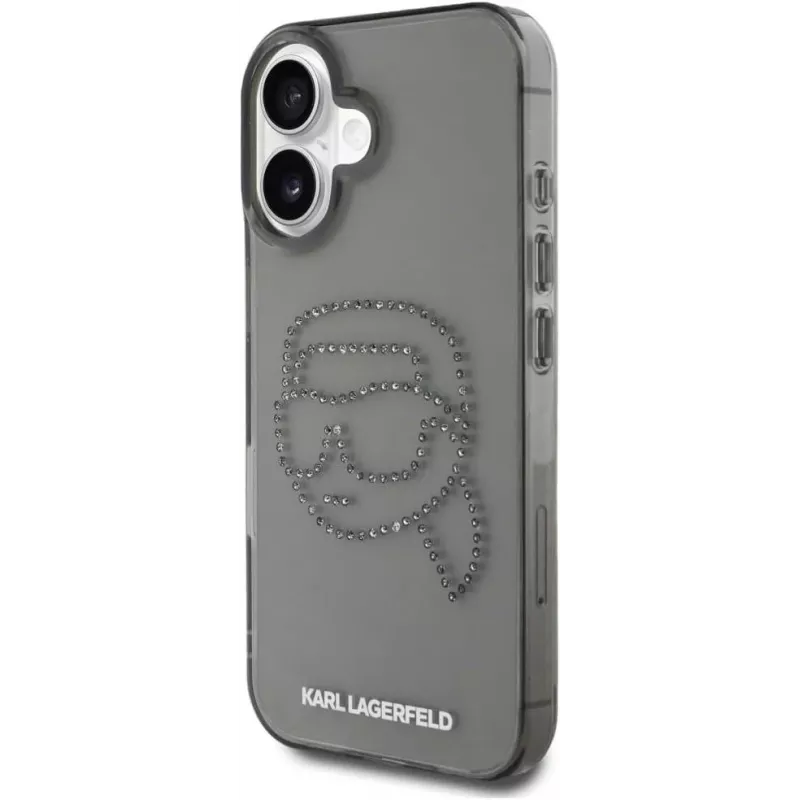 Karl Lagerfeld IML Rhinestones Karl Head Case iPhone 16 (musta)